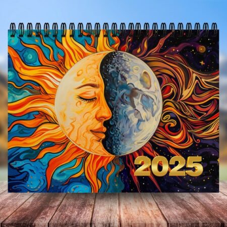 2025 Sun And Moon Calendar | 12 Month Calendar | Sun And Moon Images Calendar