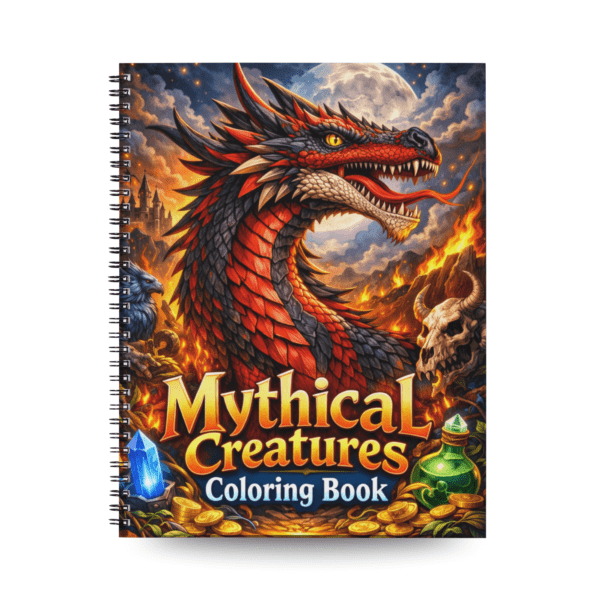Mythical Creatures Coloring Book for Adults & Kids | 50 Fantasy Coloring Pages