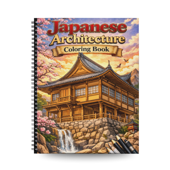 Japanese Architecture Coloring Book - 50 Relaxing Japan-Inspired Coloring Pages