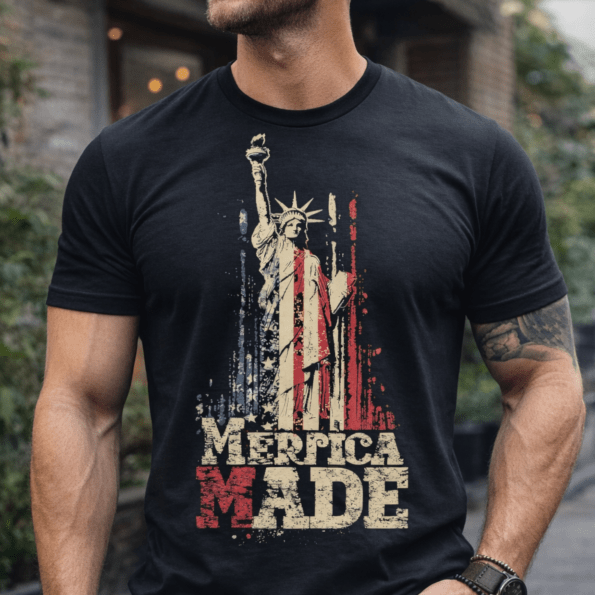 Merica Made Patriotic Shirt – Liberty Graphic Tee | Fourth of July Shirt | United States Streetwear Clothing