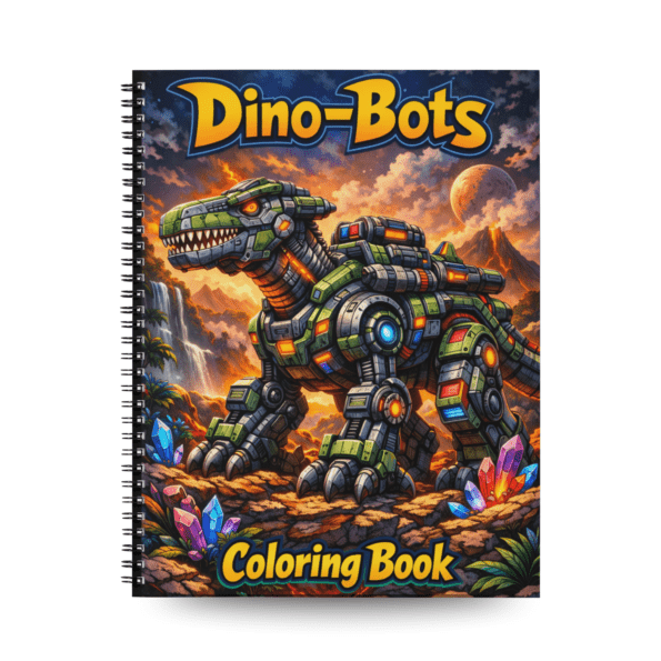 Dino-Bots Coloring: 35 Futuristic Dinosaur Robots Grayscale Coloring Pages