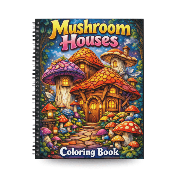 Mushroom Houses Coloring Book for Kids, Teens & Adults