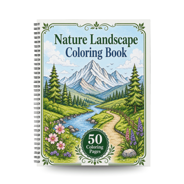 Nature Landscape Coloring Book – 50 Outdoor Coloring Pages