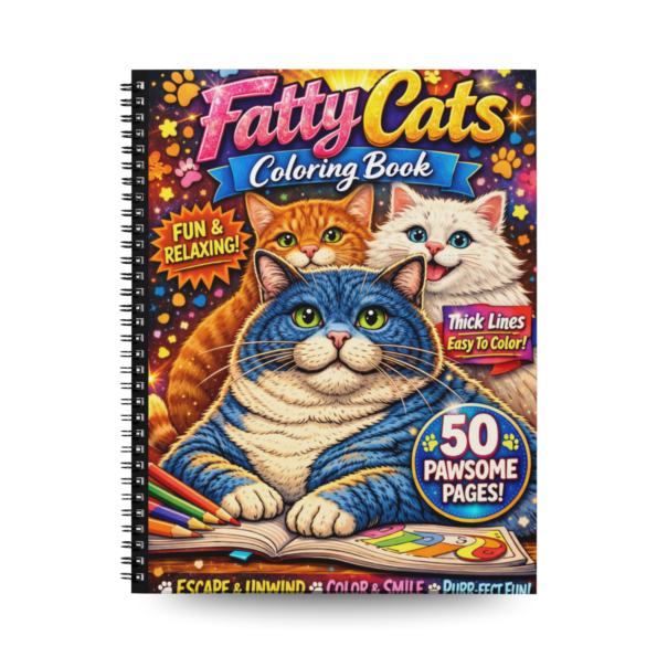 Fatty Cats Coloring Book | 50 Cute Cat Coloring Pages for Adults, Kids, and Teens