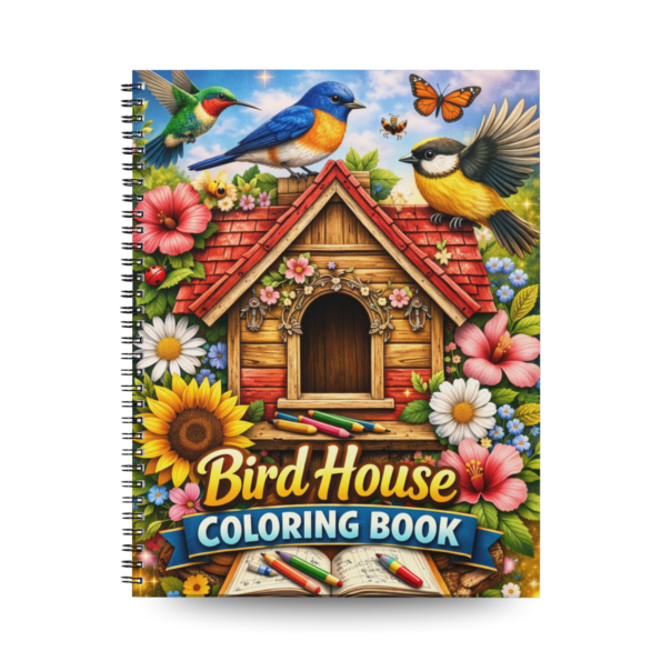 Bird House Coloring Book for Adults Kids | 50 Nature Birdhouse Coloring Pages Gift