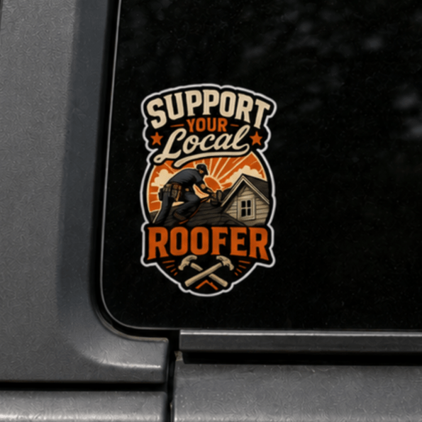 Support Your Local Roofer Kiss-Cut Vinyl Sticker — Roofer Decal for Trucks, Laptops & Tools
