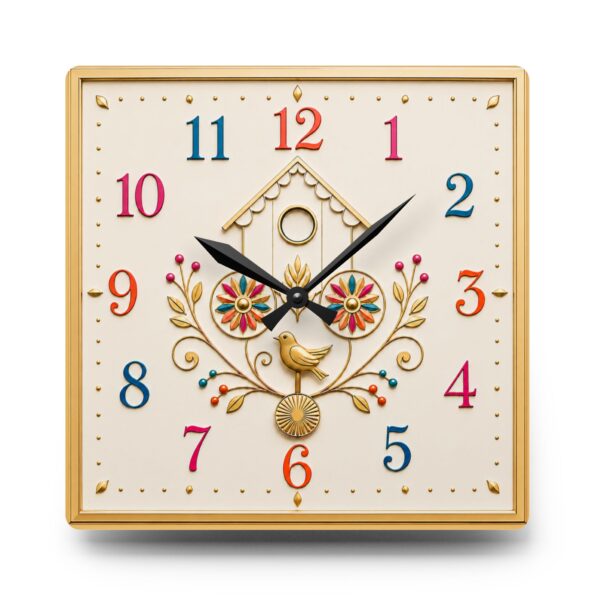 Floral Bird Wall Clock | Cottagecore Acrylic Clock, Vintage Kitchen Wall Décor