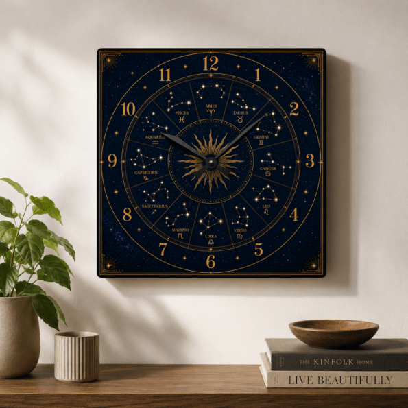 Zodiac Constellation Acrylic Wall Clock — Celestial Star Sign Decor
