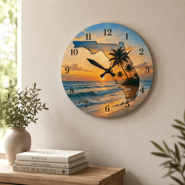 Acrylic Wall Clock — Florida State Sunrise Beach Scene Clock