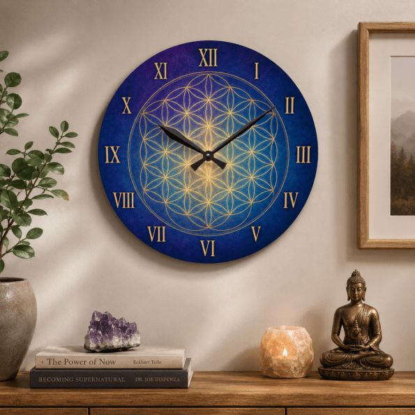Flower of Life Mandala Wall Clock – Sacred Geometry Acrylic Clock