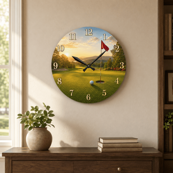Golf Acrylic Wall Clock – Golf Course Décor for Golf Lovers