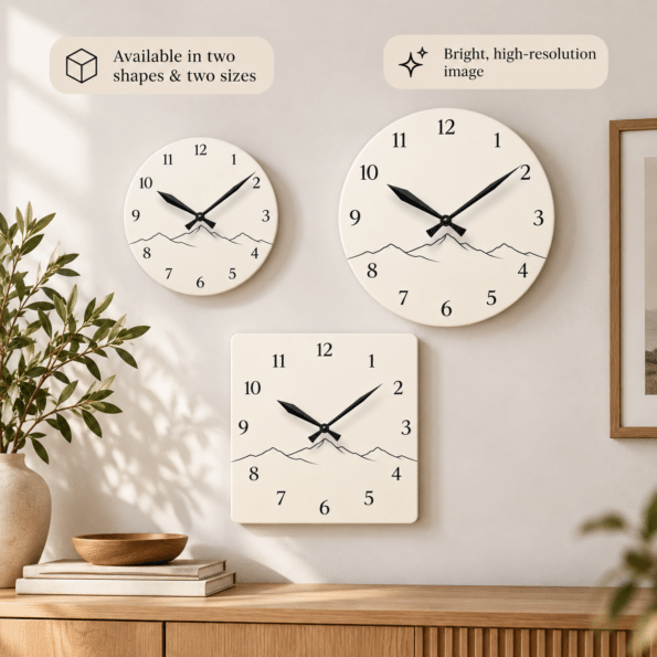Mountain Line Drawing Wall Clock | Modern Minimalist Acrylic Clock