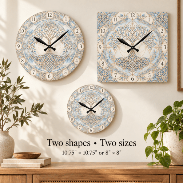 Norse Sacred Geometry Clock | Nordic Tree of Life Acrylic Wall Clock